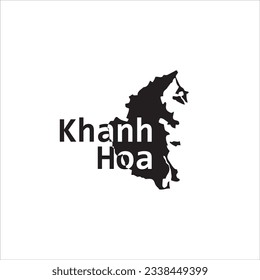 Mapa de Khanh Hoa y diseño de letras negras sobre fondo blanco