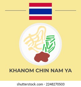 Khanom Chin Nam Ya vector eps 10. easy to edit
