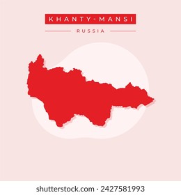 Khanty-Mansi Autonomous Okrug map, vector silhouette isolated on white background. High detailed silhouette illustration. Russia oblast map illustration