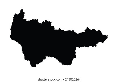  Khanty-Mansi Autonomous Okrug map, vector silhouette isolated on white background. High detailed silhouette illustration. Russia oblast map illustration