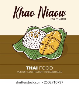 Khao niaw ma muang Ilustración vectorial alimentaria de Tailandia