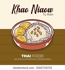 Khao niaw tu rian thailand food vector illustration