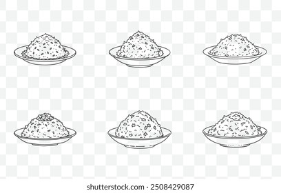Khao Pad Fried Rice Art Vector Set Traditional Thai Cuisine Illustrations of Fried Rice Dishes