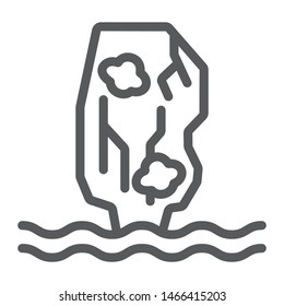 Khao phing kan line icon, nature and landscape, mountain on the sea sign, vector graphics, a linear pattern on a white background, eps 10.