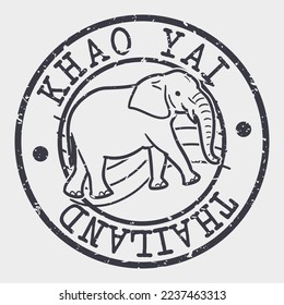 Khao Yai National Park, Tambon Mu Si, Amphoe Pak Chong, Chang Wat Nakhon Ratchasima, Thailand Silhouette Postal Passport. Stamp Round Vector Icon. Design Travel Postmark. 