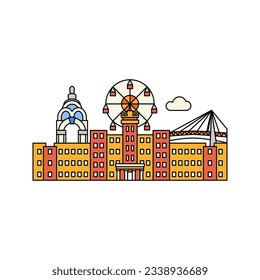 Kharkiv Buildings Flat Line Concept. Vector Illustration of Ukraine University Country Architecture.