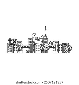 Kharkiv Line Building Architecture. Vector Illustration of Outline Town. Ukraine Architecture.
