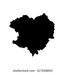 Kharkiv map vector silhouette illustration isolated on white background. Kharkiv oblast map Ukraine territory region.