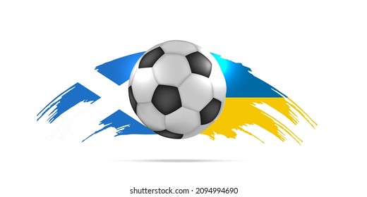 KHARKIV, UKRAINE - DECEMBER 19, 2022: FIFA World Cup 2022. Path A Scotland vs Ukraine. Qatar 2022 soccer match. Football championship duel versus teams. Vector illustration.