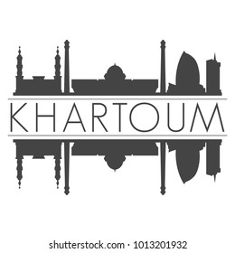Khartoum Sudan Africa Skyline Vector Art Mirror Silhouette Emblematic City Buildings