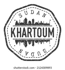 Khartoum, Sudan Stamp Skyline Postmark. Silhouette Postal Passport. City Round Vector Icon. Vintage Postage Design.