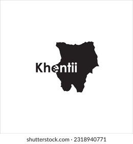 Khentii map and black lettering design on white background