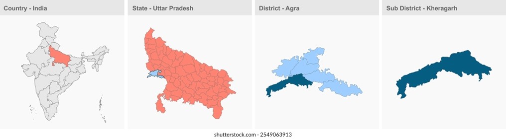 Kheragarh map, Agra District, Uttar Pradesh State, Republic of India, Government of  Uttar Pradesh, Indian territory, Eastern India, politics, village, tourism