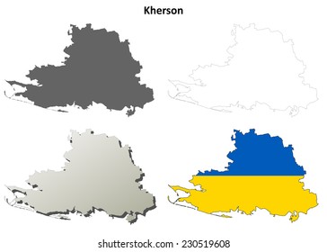 Kherson blank outline map set
