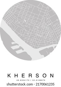 Kherson city minimalistic circle map poster
