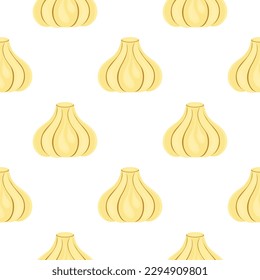 Khinkali. Georgian dish made of dough and filling. Seamless background. Vector
