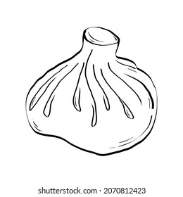 Khinkali. Hand drawing. Isolated over white background.
Logo. Icon.