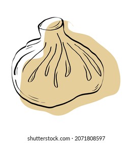 Khinkali. Hand drawing. Isolated over white background.
Logo. Icon.