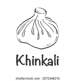 Khinkali. Handzeichnung. Einzeln auf weißem Hintergrund.
Logo. Symbol.