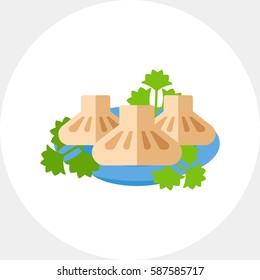 Khinkali on plate vector icon