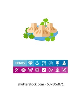Khinkali on plate vector icon