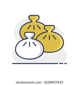 Ícone do vetor Khinkali. Sinal de fast food. Comida nacional georgiana. Símbolo de gráfico para site de culinária e design de aplicativos, logotipo, aplicativo, UI