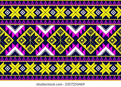 Patrón de Khit Seda tailandesa tribal de origen étnico oriental sin costura Diseño de alfombras, papel de pared, patrón de seda, ropa, envoltura, batik, tela tejida, bordado de ilustración vectorial
