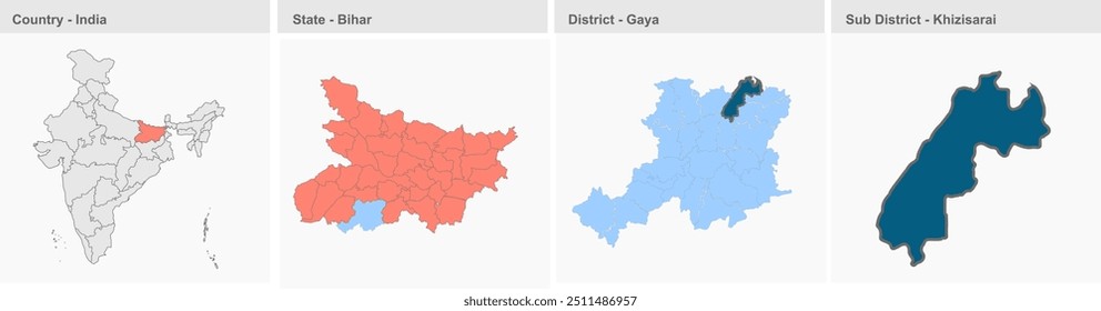 Khizisarai map (District Gaya ,State Bihar, Republic of India), Gaya District, Bihar State, Republic of India, Government of Bihar, Indian territory, Eastern India, politics, village, tourism