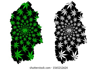 Khmelnytskyi Oblast (Administrative divisions of Ukraine, Oblasts of Ukraine) map is designed cannabis leaf green and black, Khmelnychchyna map made of marijuana (marihuana,THC) foliage