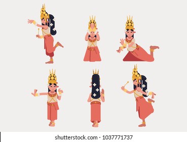 Khmer apsara dance, flatdesign
