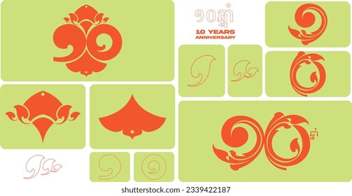 Khmer art design concept for 10 years anniversary with Angkor art style. 