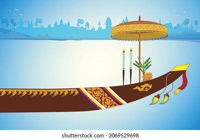 Khmer water festival and Bon Om Tuk, Bondet Protit, Sam Peah Preah Khae, Khmer water festival with, element template with Khmer style design Water and Moon Festival 