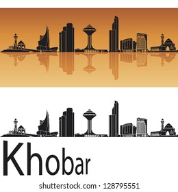 Khobar skyline in orange background in editable vector file