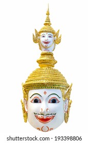 Khon, Angel mask in native Thai style, use in royal performance, on white background