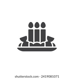 Khoncha tray with candles and sweets vector icon. filled flat sign for mobile concept and web design. Nowruz khoncha glyph icon. Symbol, logo illustration. Vector graphics