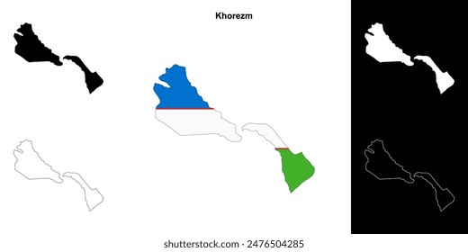 Khorezm Region Umriss Karte Set