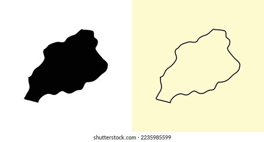 Khost map, Afghanistan, Asia. Filled and outline map designs. Vector illustration
