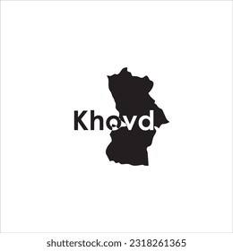 Khovd map and black lettering design on white background