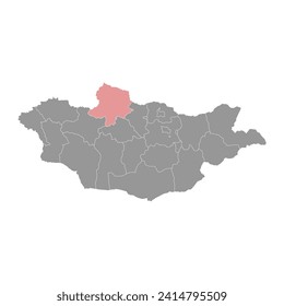 Khovsgol province map, administrative division of Mongolia. Vector illustration.