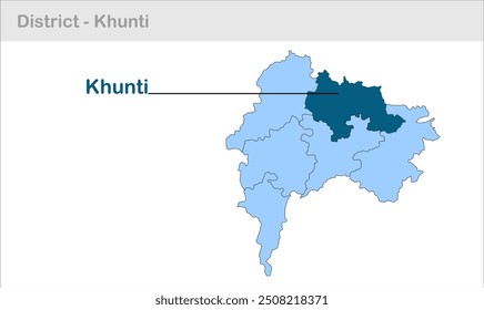 Unterbezirkskarte Khunti, Bezirk Khunti, Bundesstaat Jharkhand, Republik Indien, Regierung von Jharkhand, indisches Territorium, Ostindien, Politik, Dorf, Tourismus