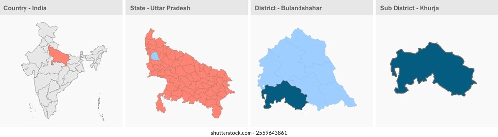 Khurja map, Bulandshahr District, Uttar Pradesh State, Republic of India, Government of  Uttar Pradesh, Indian territory, Eastern India, politics, village, tourism