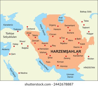 Khwarezmshahs, Turkish Seljuks, India, Map, Border, Ottoman Empire, Turkish States, history, Harzemşahlar,Selçuklu Devleti,Timur,Türk Devletleri, harita,tarih,Osmanlı Devleti