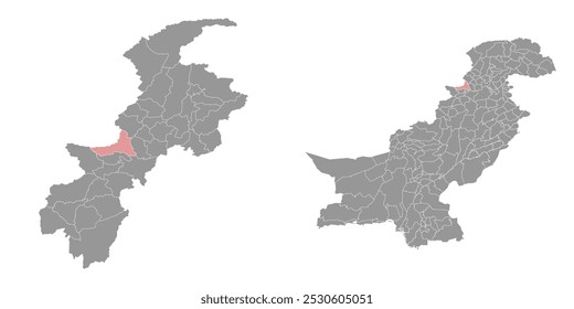 Khyber district map, administrative division of Pakistan. Vector illustration.