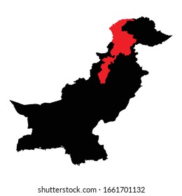 Khyber Pakhtunkhwa Administrative unit highlighted on Pakistan map Vector EPS 10