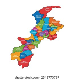 Khyber pakhtunkhwa mapa Ilustración vectorial plana