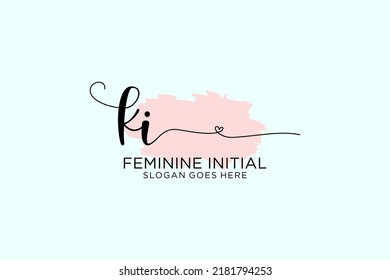 KI beauty monogram and elegant logo design handwriting logo of initial signature, wedding, fashion, floral and botanical with creative template.