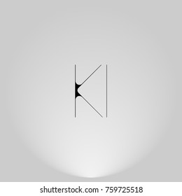 KI Black thin minimalist LOGO Design with Highlight on Gray background.