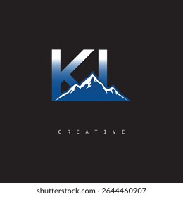 KI Creative Mountain Logo Bold Gradient Letter mark Branding Design for Business Outdoor Brands
