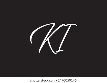 KI Cursive Letter Initial Logo Design Template Vector Illustration
