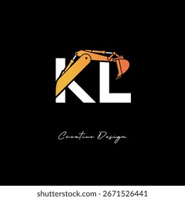 KI Excavator Arm Construction Logo - Bold Industrial Letter mark Design for Heavy Equipment, Contractor Branding and Modern Engineering Identity